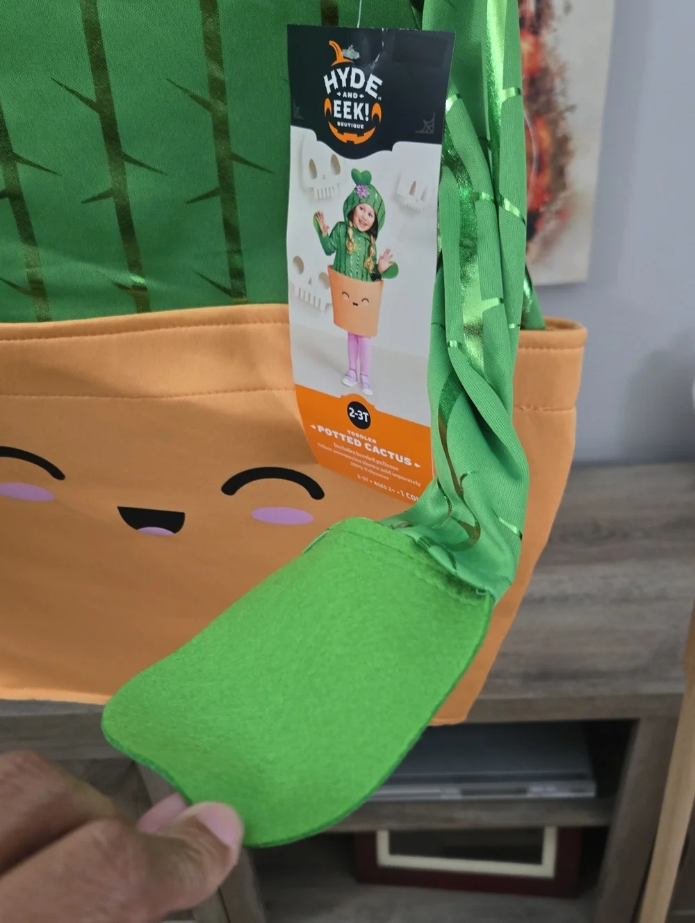 Kids Green Potted Cactus Hoodie Costume with Flower Hood